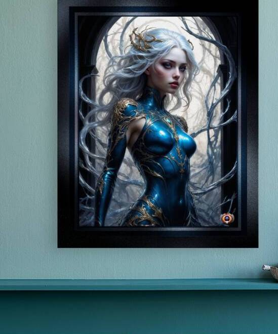 The Azure Mystical Sentinel Nyxandra By The Arch Of Noss Mesmerizing AI Concept Art by Xzendor7 by xzendor7