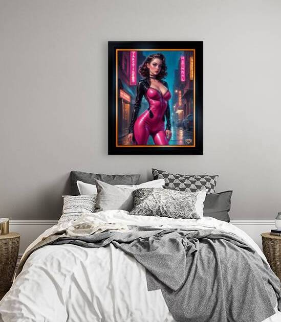 Nymia In Pink Latex In A Rain Soaked Neon City Mesmerizing AI Concept Art by Xzendor7 by xzendor7