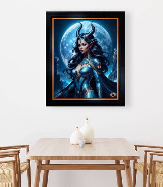 Portrait Of Pyralia The Moonlit Horned Sentinel Stunning AI Concept Art by Xzendor7 by xzendor7