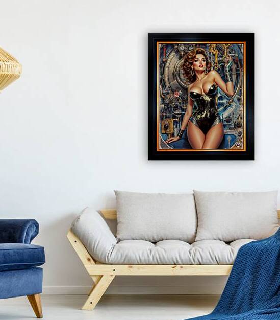 Dont Let Her Play With The Dials Retro Pinup Portrait Striking AI Concept Art by Xzendor7 by xzendor7