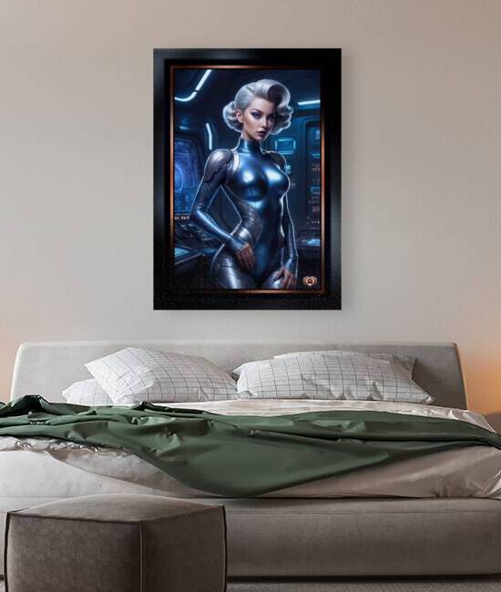 Retro-Futuristic Platinum Blonde Pinup Girl Lazahra Severina Gorgeous AI Concept Art by Xzendor7 by xzendor7