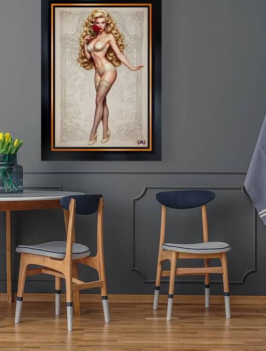 Vintage Pinup Portrait Of Lady Lyrianne de Valois Mesmerizing AI Concept Art by Xzendor7 by xzendor7