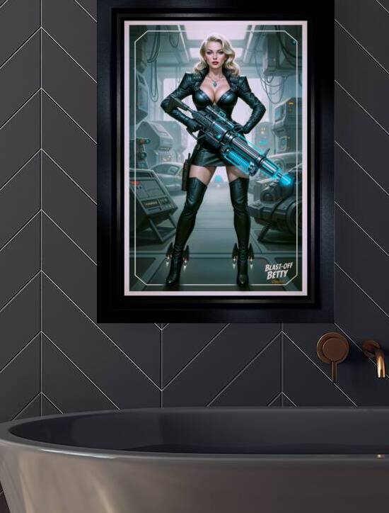 Blast-Off Betty In Cybernetic Leather Attire Striking AI Concept Art by Xzendor7 by xzendor7