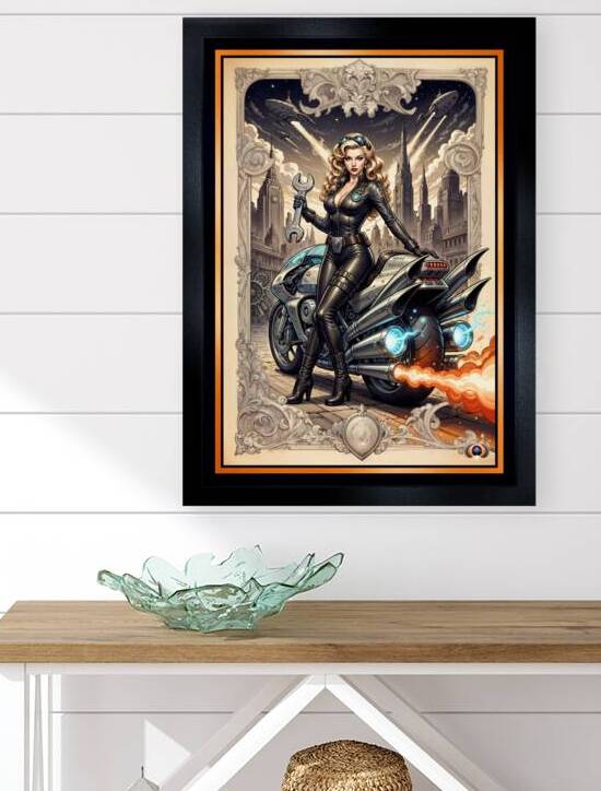 Tsylara Mimor And Her Jithera Cycle Amidst The Sprawling Rovathia Cityscape Gorgeous AI Concept Art by Xzendor7 by xzendor7