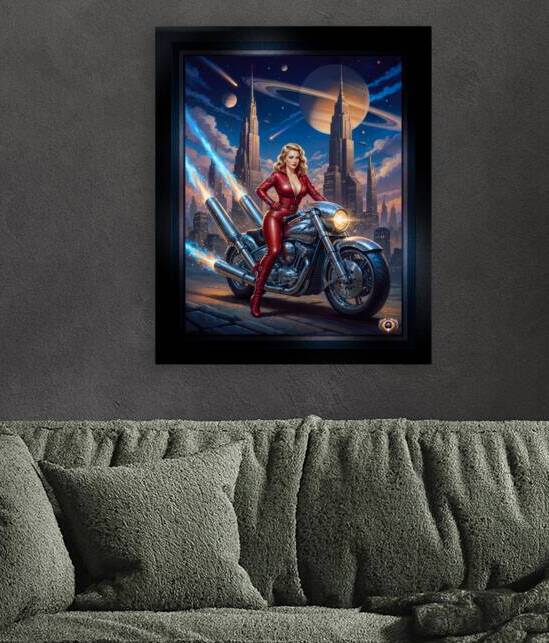 Urra Tyrlan Riding Her Deblenus Cr93721 Power Bike Portrait Gorgeous AI Concept Art by Xzendor7 by xzendor7