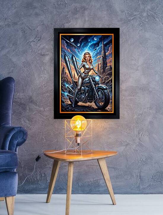 Sci-Fi Pin-Up Portrait Of Ariana Rossi On Her Stellar Racer Mesmerizing AI Concept Art by Xzendor7 by xzendor7