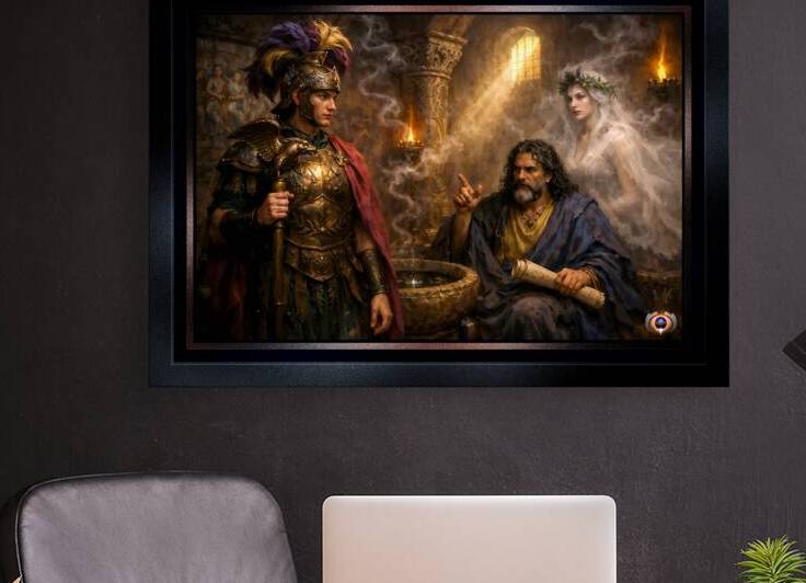The Philosophers Chamber: Alcibades Being Taught By Socrates Enlightened AI Concept Art by Xzendor7 by xzendor7