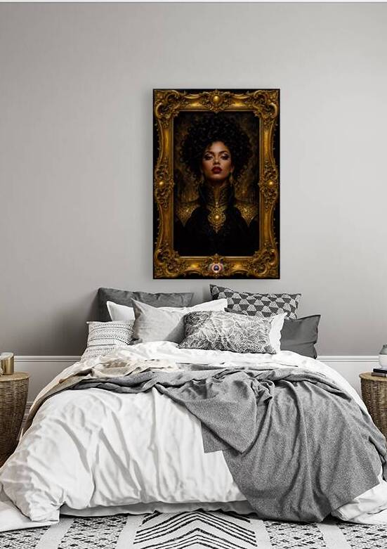 Obsidian Gilded Portrait Of Nubian Princess Kassani Neurati Majestic AI Concept Art by Xzendor7 by xzendor7
