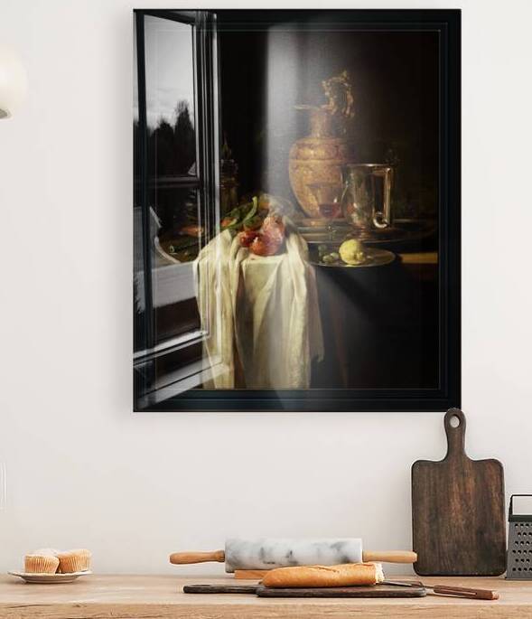 Still Life with Ewer Vessels and Pomegranate Old Masters Reproduction by xzendor7