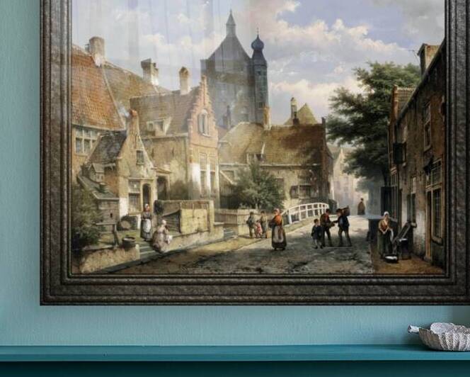 Villagers On A Sunlit Dutch Street by Willem Koekkoek Fine Art Old Masters Reproduction by xzendor7