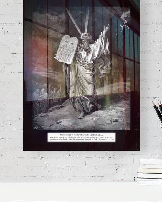 Moses Comes Down from Mount Sinai by Engraving by H. Pisan Old Masters Classical Art Reproduction by xzendor7