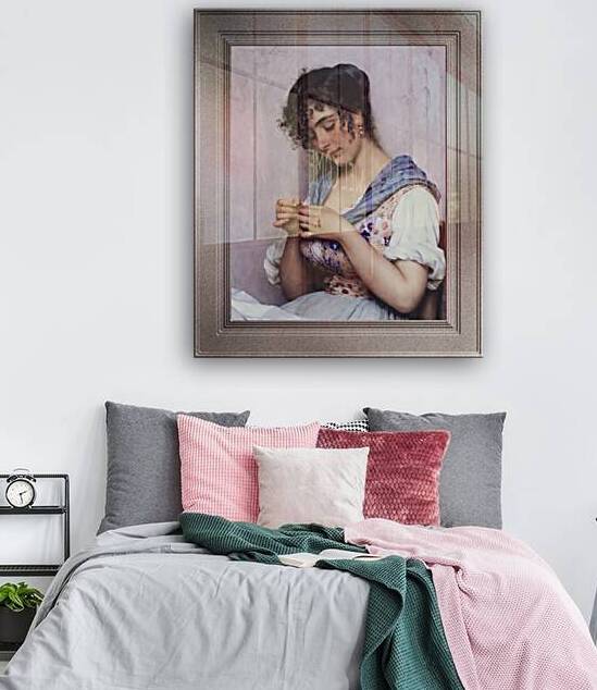 The Italian Seamstress  by Eugene de Blaas Classical Art Old Masters Reproduction by xzendor7