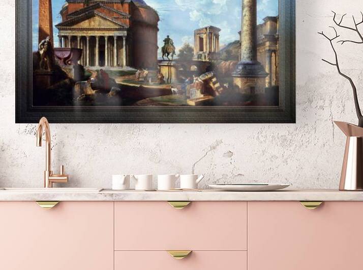 Fantasy View with the Pantheon and other Monuments of Ancient Rome by Giovanni Paolo Pannini Classical Art Old Masters Reproduction by xzendor7