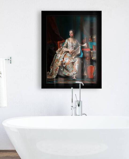 Madame de Pompadour In Her Study by Maurice Quentin de La Tour Classical Old Masters Art Reproduction by xzendor7