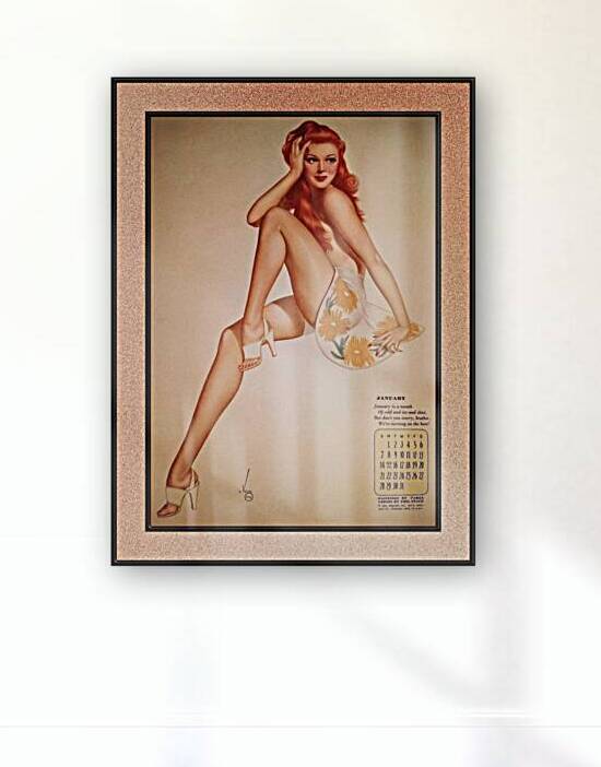 Miss January Varga Girl 1944 Pin-up Calendar by Alberto Vargas Pin-Up Girl Vintage Artwork by xzendor7