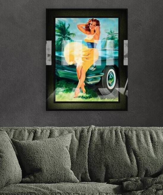 Pin-up In Yellow Dress by Bill Medcalf Pin-Up Girl Vintage Artwork by xzendor7