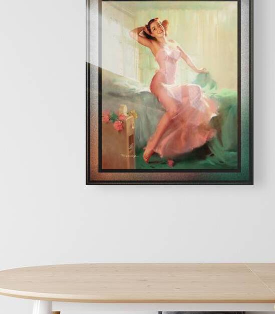 Pretty In Pink Pin-up Girl by Bill Medcalf Pin-Up Girl Vintage Artwork by xzendor7