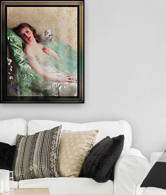 The White Cat by Vittorio Matteo Corcos Classical Fine Art Old Masters Reproduction by xzendor7