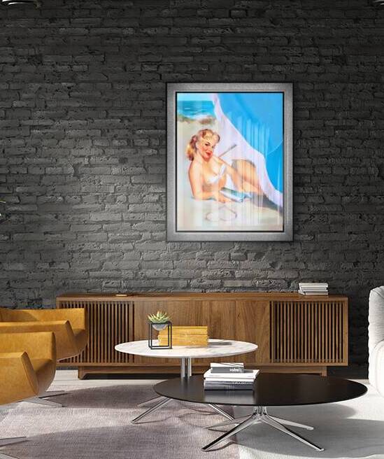 Love At The Beach by Edward Runci Pin-Up Girl Vintage Artwork by xzendor7