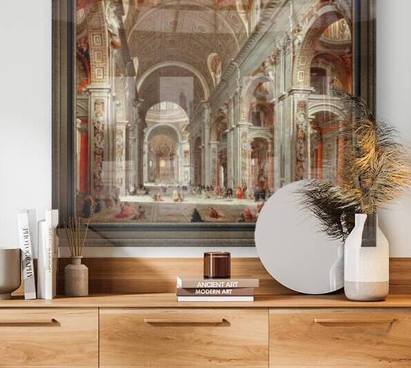 Interior View of St. Peters Basilica by Giovanni Paolo Pannini Old Masters Classical Art Reproduction by xzendor7