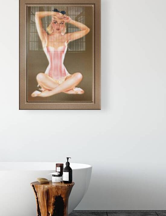 Varga Girl In A Pink Corset by Alberto Vargas Pin-Up Girl Vintage Art by xzendor7