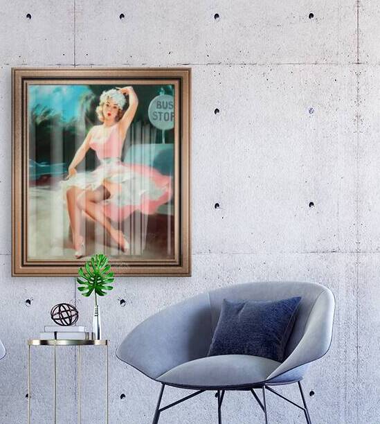 Bus Stop Pinup Girl Vintage Artwork by xzendor7