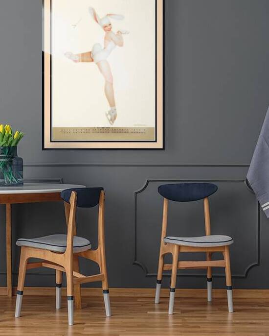 Skating Snow Bunny 1947 Pin-up Girl Calendar Illustration by George Petty Pin-up Girl Wall Decor Artwork by xzendor7