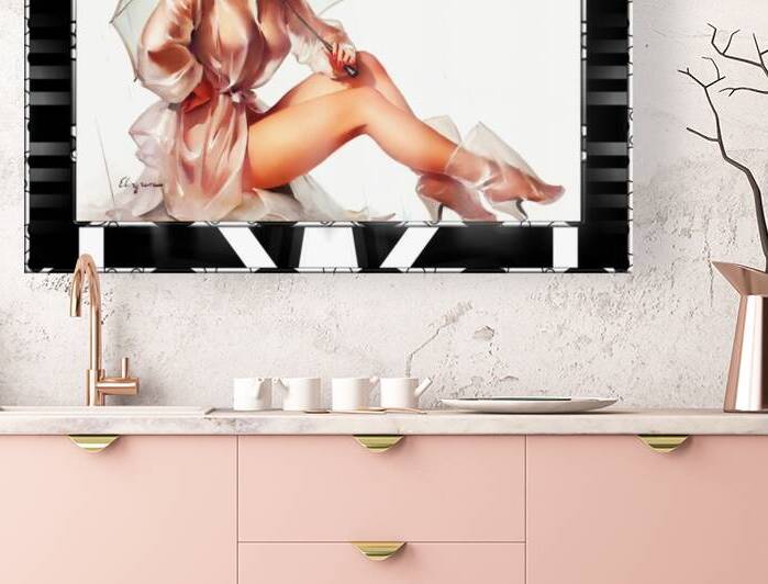 Its A Rainy Day Pin-up Girl Illustration by Gil Elvgren Wall Decor Artwork Xzendor7 Reproductions by xzendor7