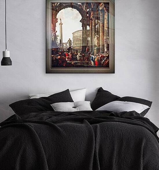 Architectural Roman Capriccio With Philosopher Diogenes by Giovanni Panini Classical Fine Art Xzendor7 Old Masters Reproductions by xzendor7