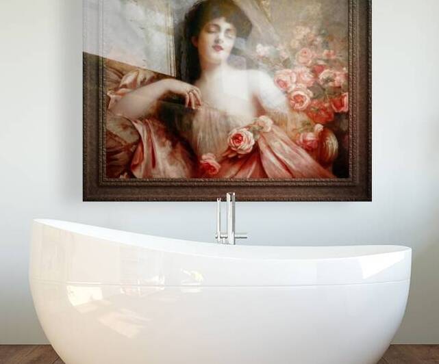 Belle Epoque Beauty Reclining On A Settee by Paul De La Boulaye Classical Fine Art Xzendor7 Old Masters Reproductions by xzendor7