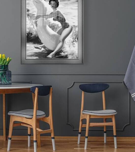 Riding The Waves by Bill Medcalf Black and White Vintage Pin Up Girl Art by xzendor7
