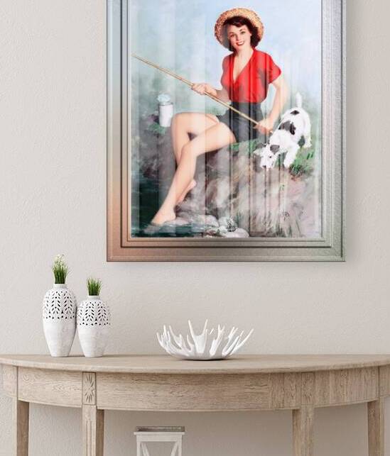 Girl Gone Fishing by Walt Otto Pin-Up Girl Vintage Artwork Xzendor7 Art Reproductions by xzendor7