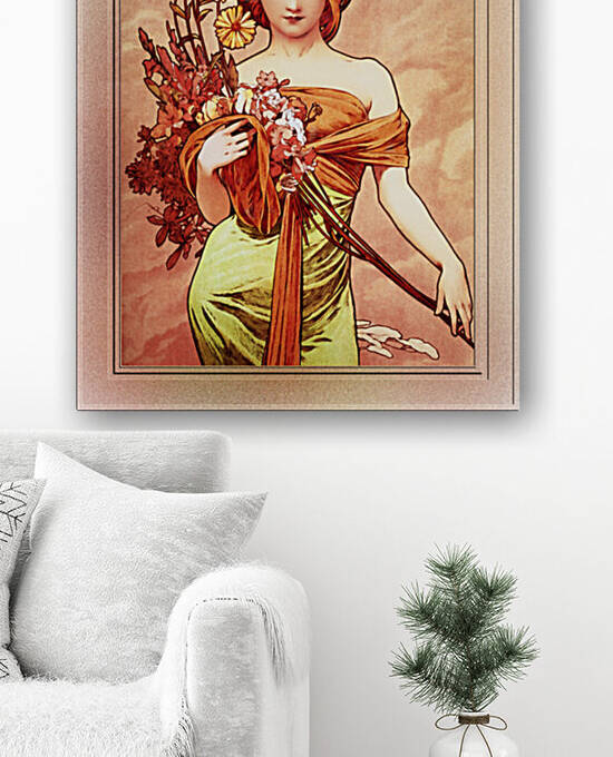 Spring The Golden Beauty by Alphonse Mucha Wall Decor Xzendor7 Old Masters Vintage Art Reproductions by xzendor7