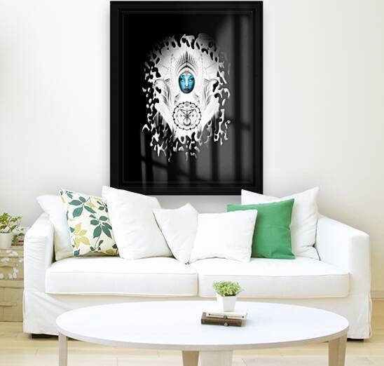 Riddian Queen Angel White GSplatter On Black Fractal Art Portrait Composition by xzendor7