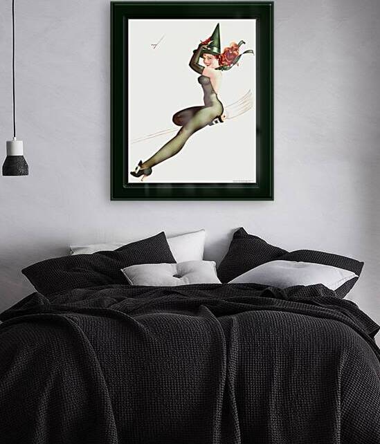 Witch On A Broomstick by George Brown Petty Vintage Xzendor7 Old Masters Artwork Reproductions by xzendor7
