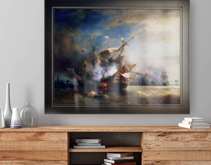 Battle of Cape Lizard in 1707 by Jean Antoine Theodore Gudin Classical Fine Art Xzendor7 Old Masters Reproductions by xzendor7