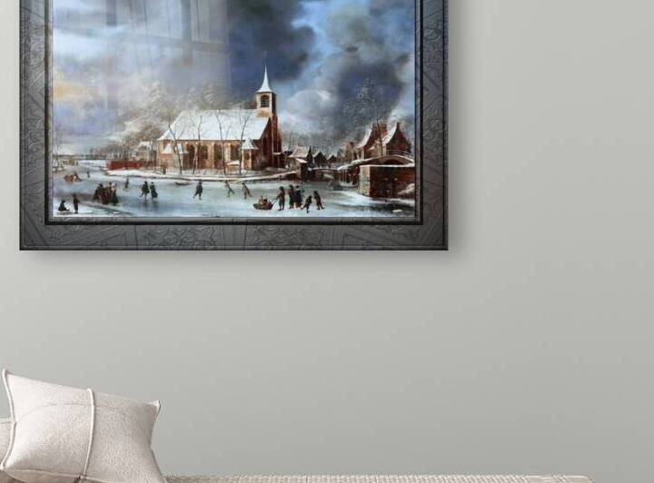 Gezicht op de Kerk te Sloten in de Winter by Jan Abrahamsz Beerstraaten Classical Fine Art Xzendor7 Old Masters Reproductions by xzendor7