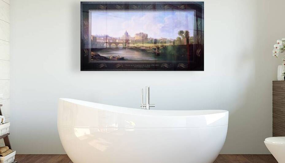 Gezicht op de Engelenburcht te Rome by Pierre-Antoine Demachy Classical Fine Art Xzendor7 Old Masters Reproductions by xzendor7