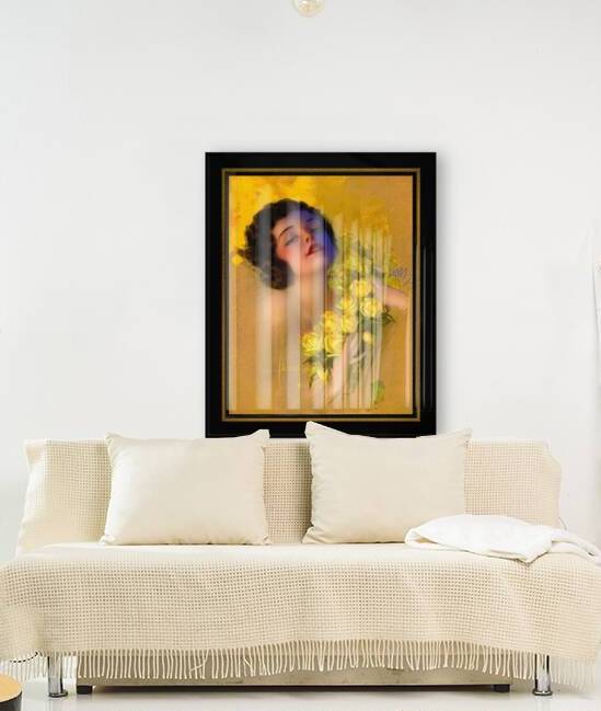 Yellow Roses by Rolf Armstrong Classic Xzendor7 Old Masters Reproductions by xzendor7