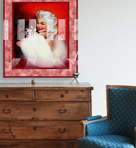 Platinum Blonde With An Orchid by Edward Runci Vintage Illustration Xzendor7 Art Reproductions by xzendor7