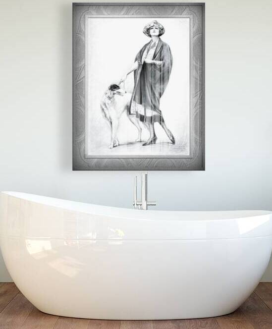 Damsel and Her Saluki by Charles Gates Sheldon Remastered Vintage Retro Xzendor7 Art Reproductions by xzendor7