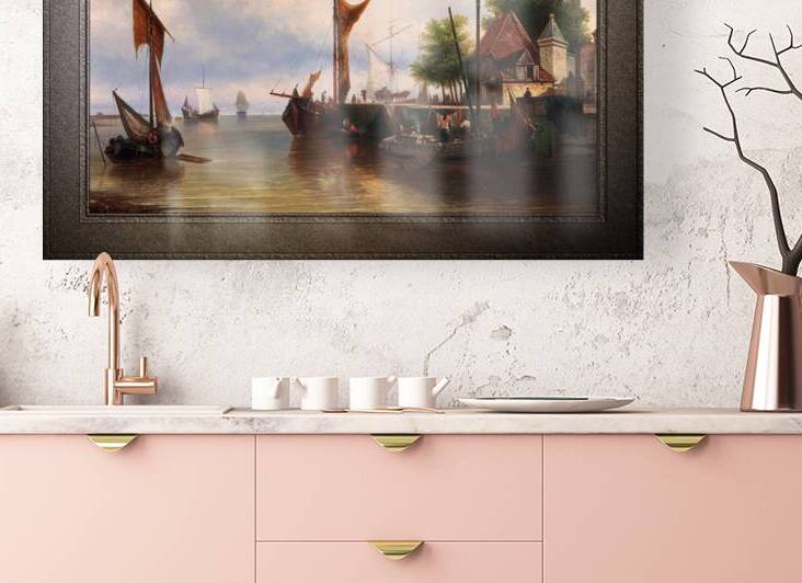 Sailboats in the harbour by Elias Pieter van Bommel Remastered Xzendor7 Classical Fine Art Old Masters Reproductions by xzendor7
