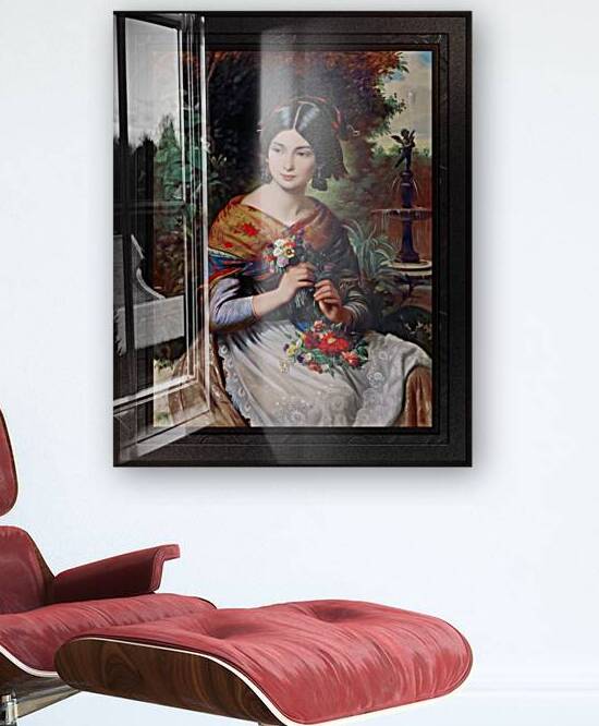 A Girl With Flowers by Jozsef Borsos Remastered Xzendor7 Classical Fine Art Old Masters Reproductions by xzendor7
