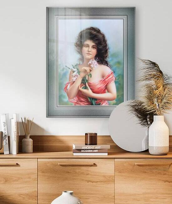 Woman with Lily by Louis Prang Remastered Vintage Retro Xzendor7 Art Reproductions by xzendor7