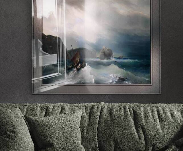 Rough Sea with Ships by Theodore Gudin Remastered Xzendor7 Classical Fine Art Old Masters Reproductions by xzendor7