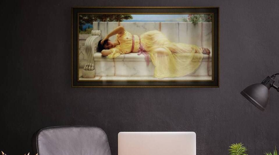 Girl in Yellow Drapery by John William Godward Remastered Xzendor7 Classical Fine Art Old Masters Reproductions by xzendor7