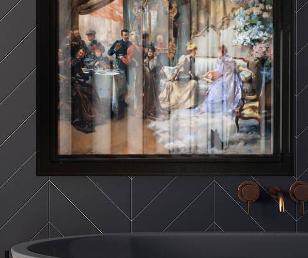 Le Gouter Au Salon Du Peintre by Madeleine-Jeanne Lemaire Remastered Xzendor7 Classical Fine Art Old Masters Reproductions by xzendor7