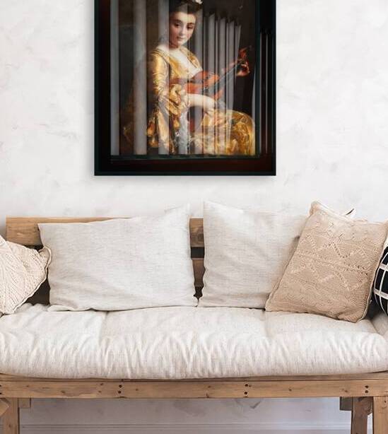 Portrait Of A Young Lady Playing Guitar by Gustave Jacquet Remastered Xzendor7 Classical Fine Art Old Masters Reproductions by xzendor7