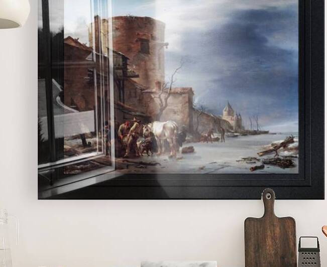 The City Wall of Haarlem in the Winter by Nicolaes Pieterszoon Berchem Remastered Xzendor7 Classical Fine Art Old Masters Reproductions by xzendor7