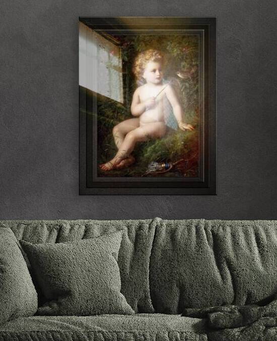 Putto Feeding A Strawberry To A Bird by Nathanael Schmitt Remastered Xzendor7 Classical Fine Art Old Masters Reproductions by xzendor7